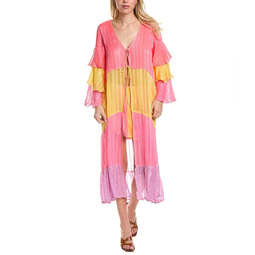 SUNDRESS ELLA KIMONO size XS/Small boho beach rodeo colorblock Easter Spring